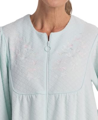 Women's Long-Sleeve Solid Long Zipper Robe