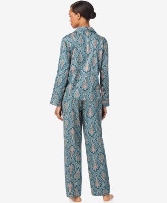 Women's Long-Sleeve Notch Collar Long Pant Pajama Set