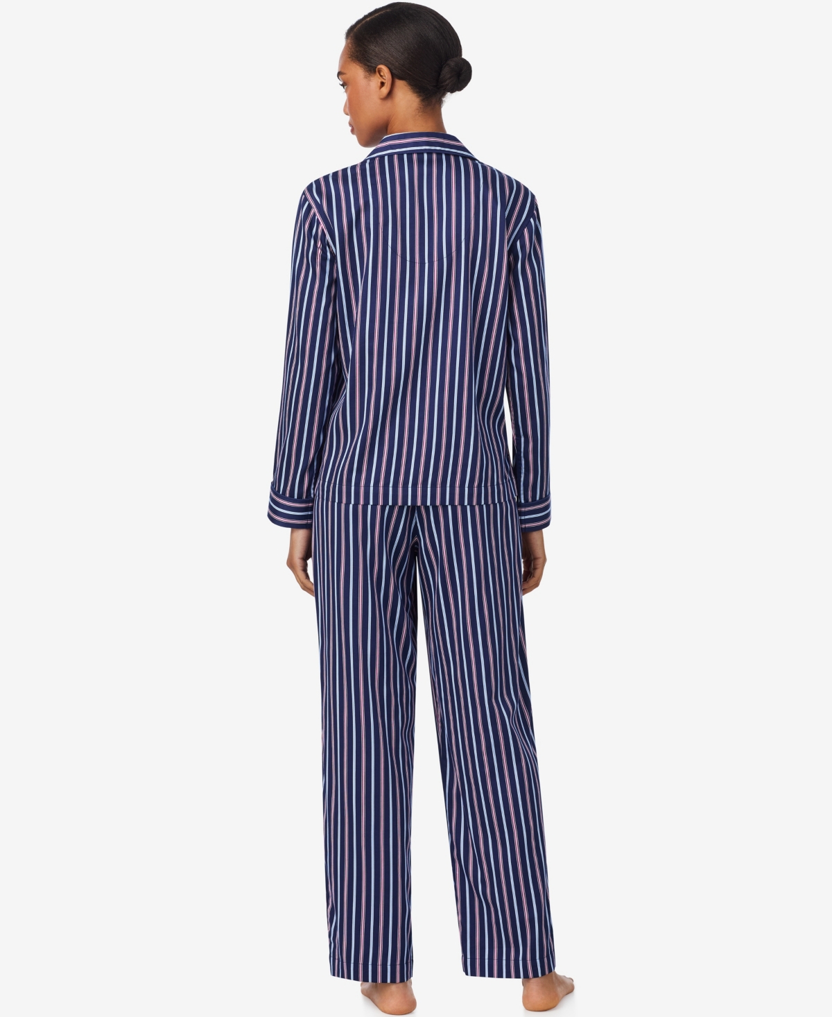 Ralph Lauren Women's Long Sleeve Notch Collar Long Pant Pajama Set In Blue