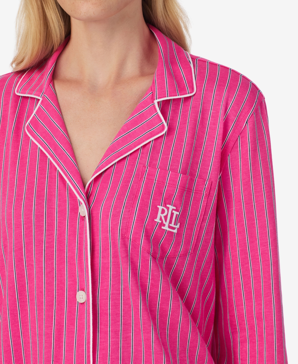 Lauren Ralph Women's Long Sleeve Notch Collar Pant Pajama