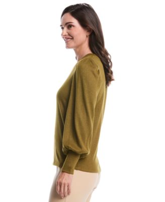 Petite Metallic Puff Long Sleeve Top