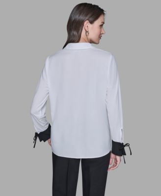Women's Contrast Collared Top