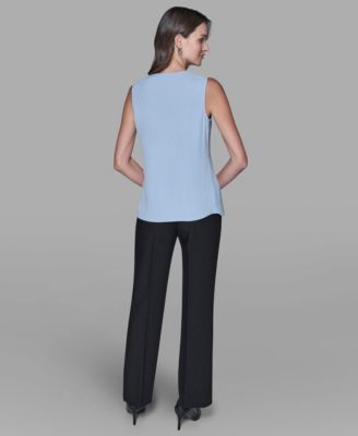 Women's Sleeveless V-Neck Bow Detail Top