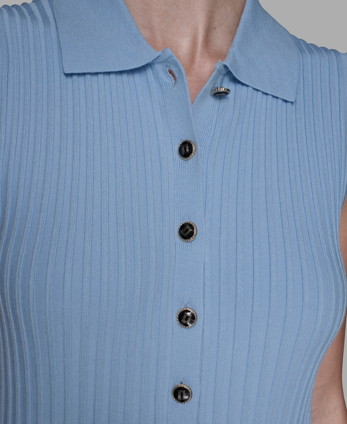 Karl Lagerfeld Paris Women's Sleeveless Collared Sweater