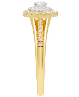Diamond Halo Ring (1/2 ct. t.w.) in 14k Two-Tone Gold