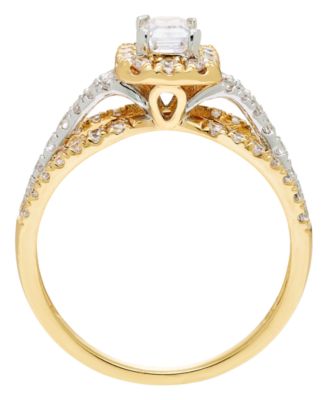 Diamond Emerald Cut Halo Ring (1 ct. t.w.) in 14k Two Tone Gold