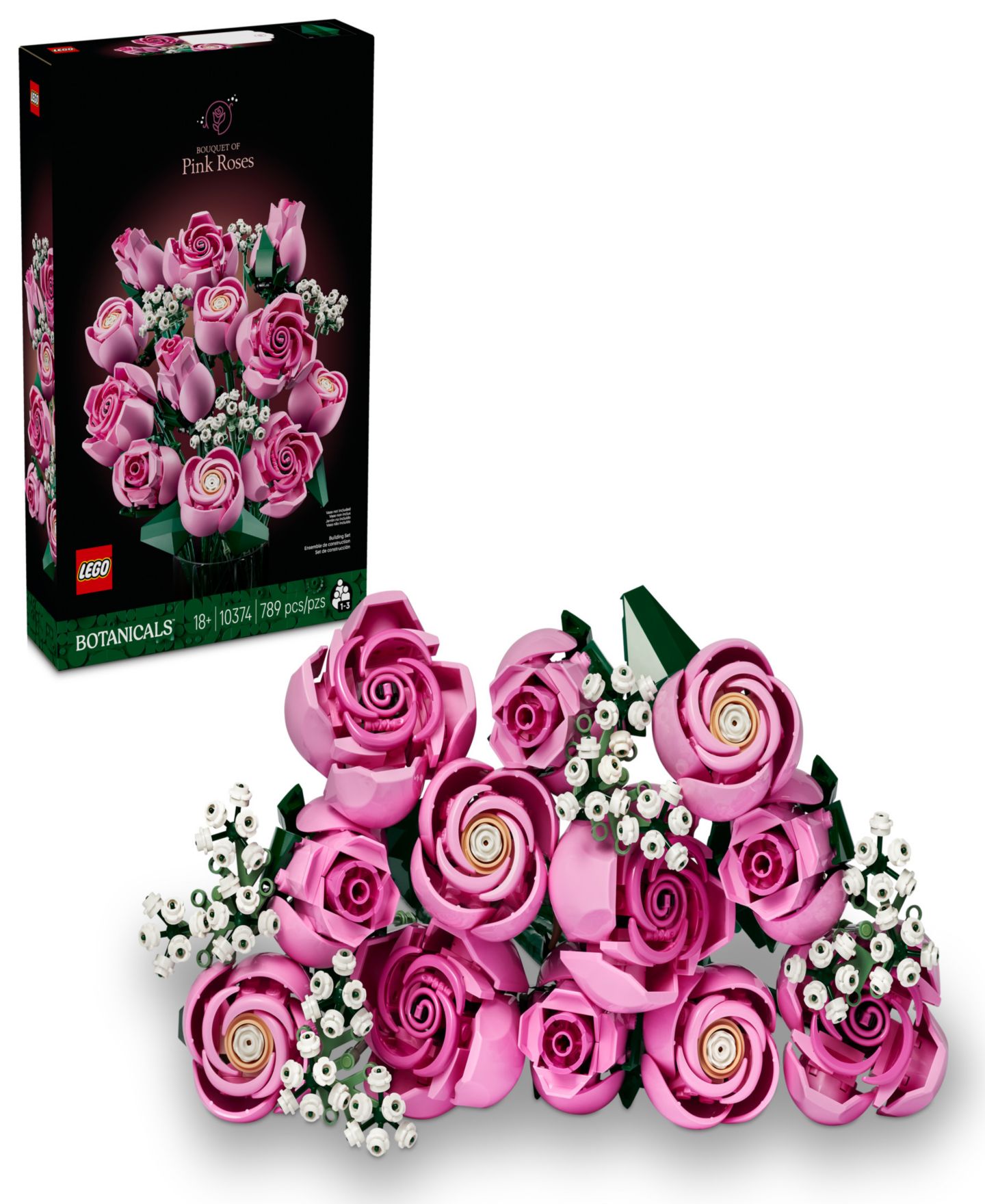Детские конструкторы LEGO® Botanicals Bouquet of Pink Roses 10374 Buildable Kit, 789 Pieces, цвет: Розовый — фото 1