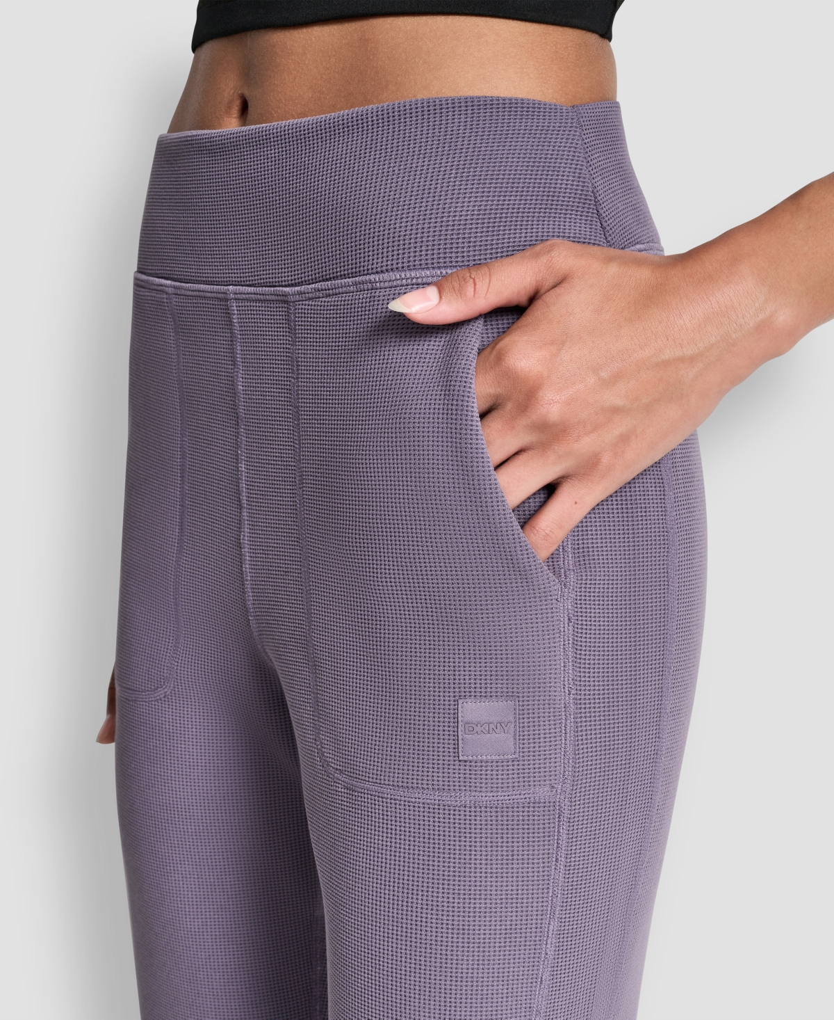 Dkny Women's Thermal High Waist Flare Pants In Purple