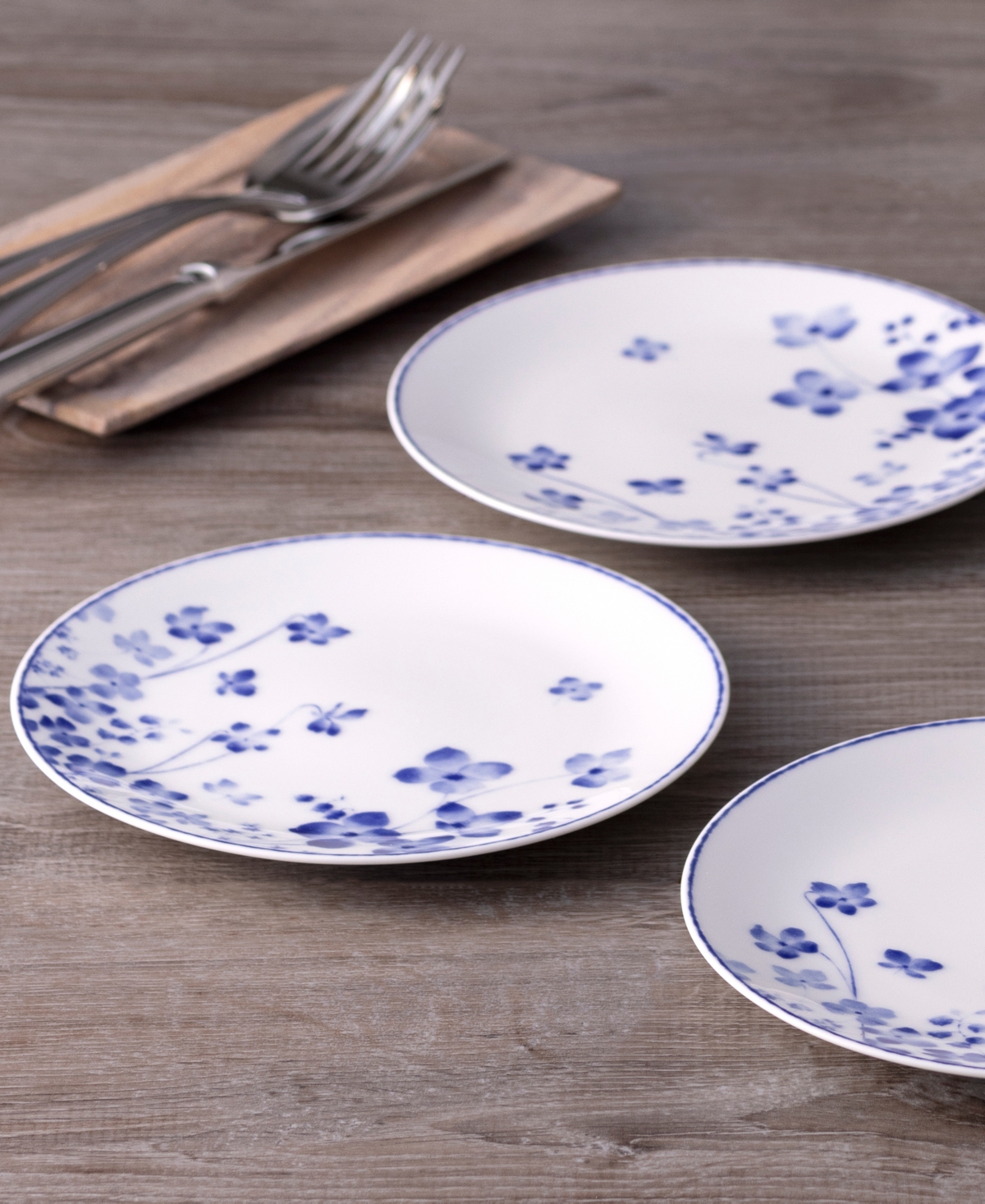 Noritake Bloomington Road Bread And Butter Appetizer Plates, Set Of 4 In Blue