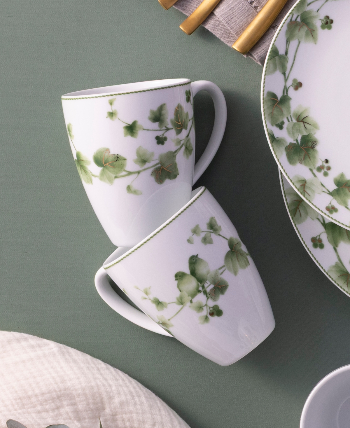 Noritake Ivy Whisper Mugs, Set of 4