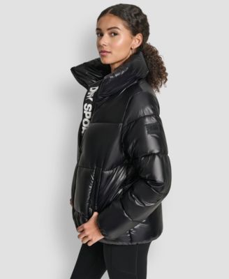 Women's Quilted Puffer Interior Placket Logo Jacket