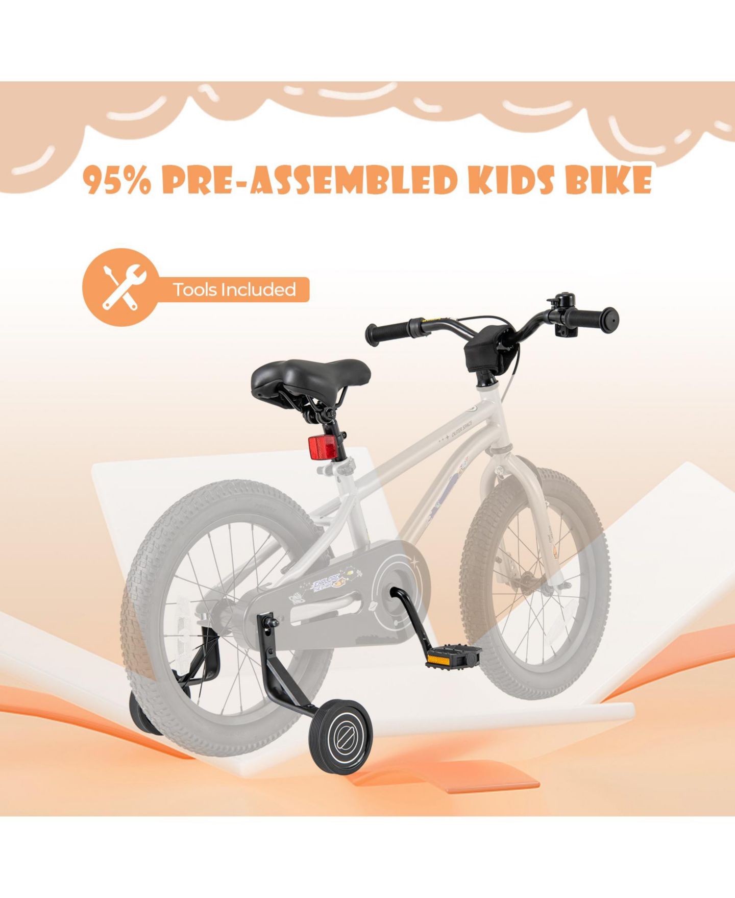 Детская игрушка SUGIFT 16-Inch High Carbon Steel Training-Wheel Adjustable Kids Bike, Ages 4-7, цвет: Чёрный — фото 4