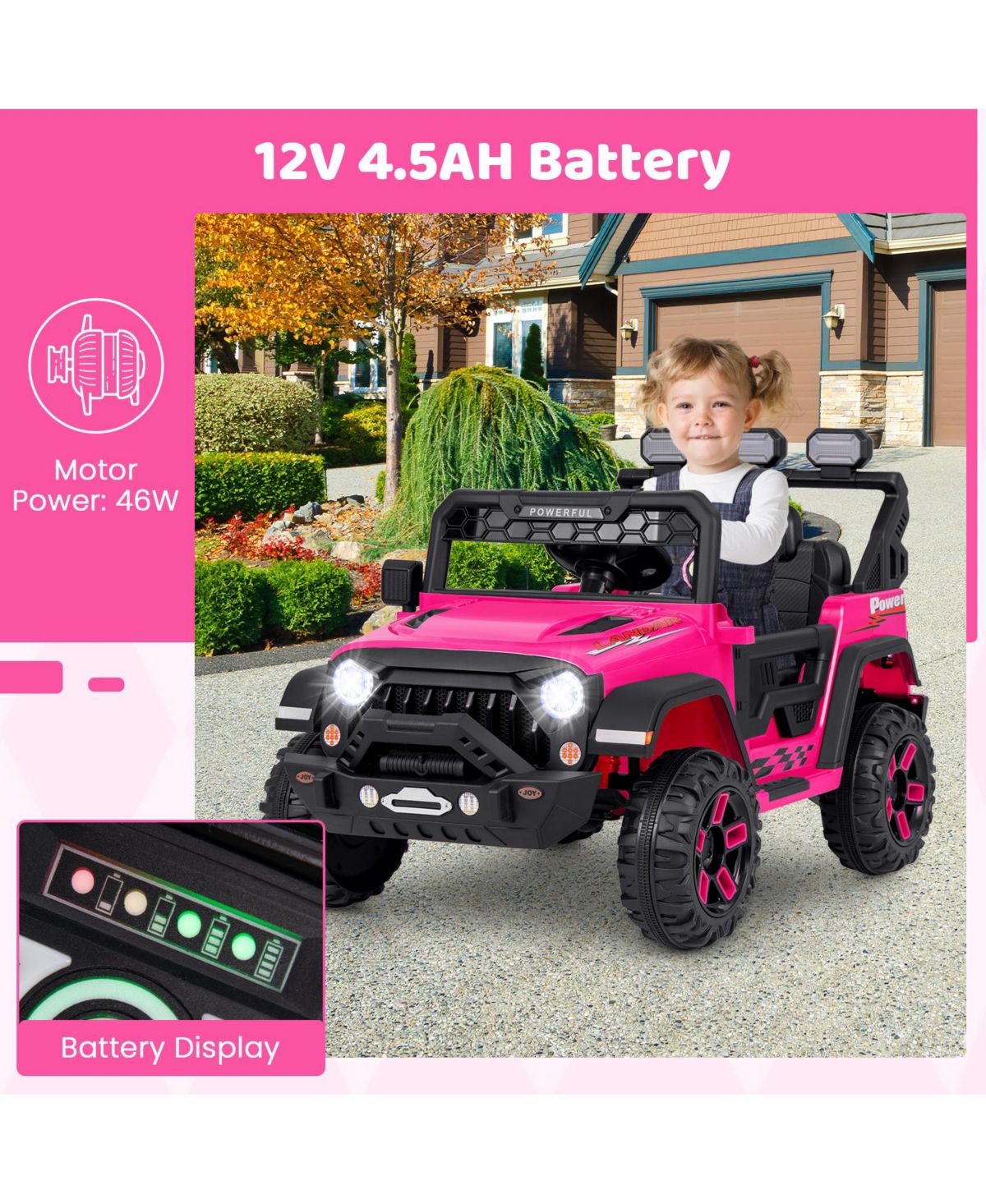 Sugift 12V Electric Kids Ride on Truck with Remote Control and Music