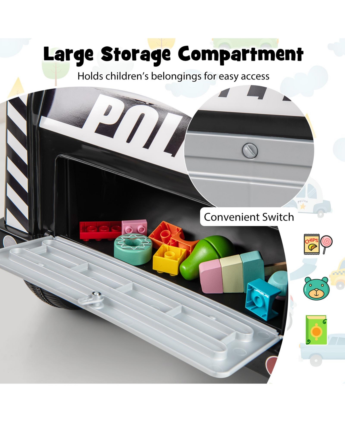 Sugift 12V Battery Powered Electric Vehicle with 3 Speeds and Megaphone