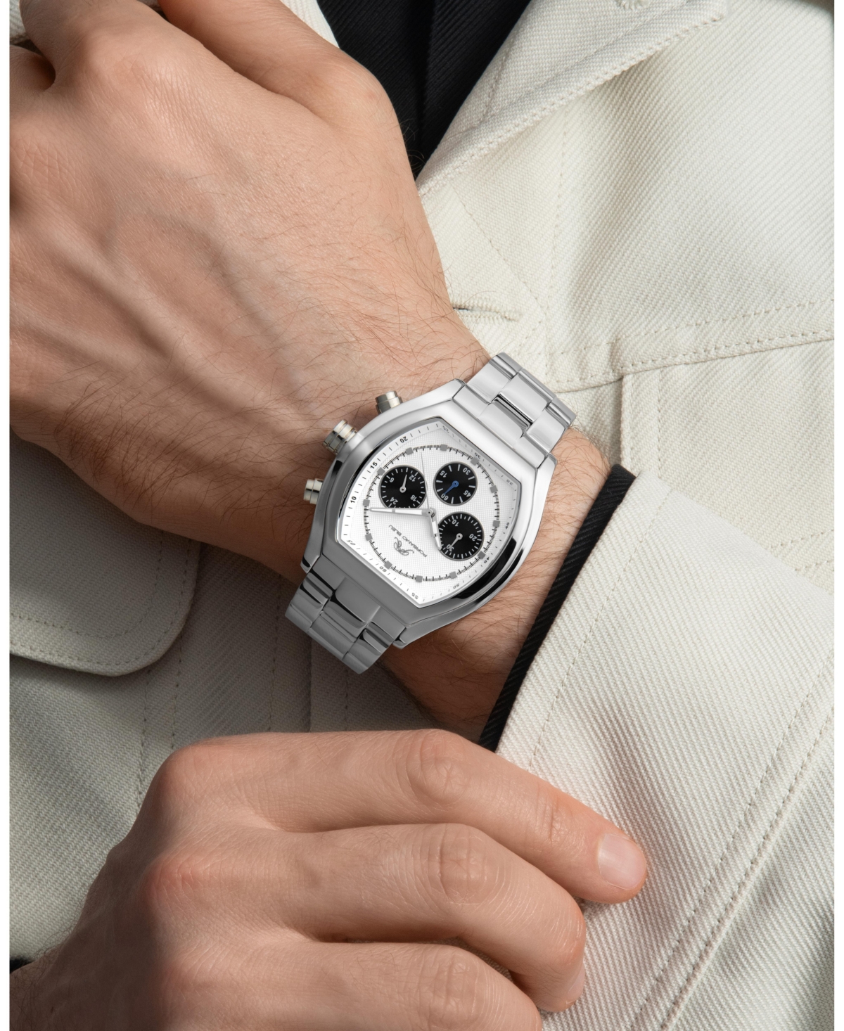 Porsamo Bleu Roman Stainless Steel Silver Tone & White Men's Watch 1291BROS