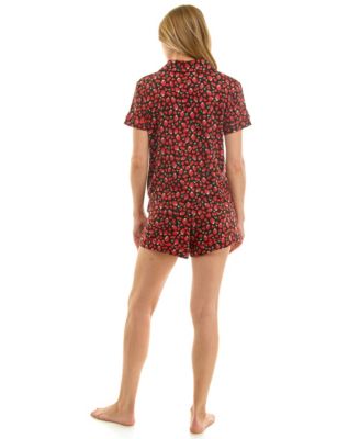 Women's Short-Sleeve Notch Collar and Shorts Set