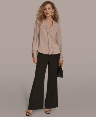 Women's Petite V-Neck with Bar in Scarf Top, Regular & Petites