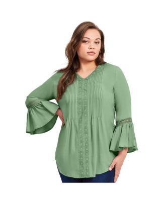 Women's Plus Size Lace Trim Tunic
