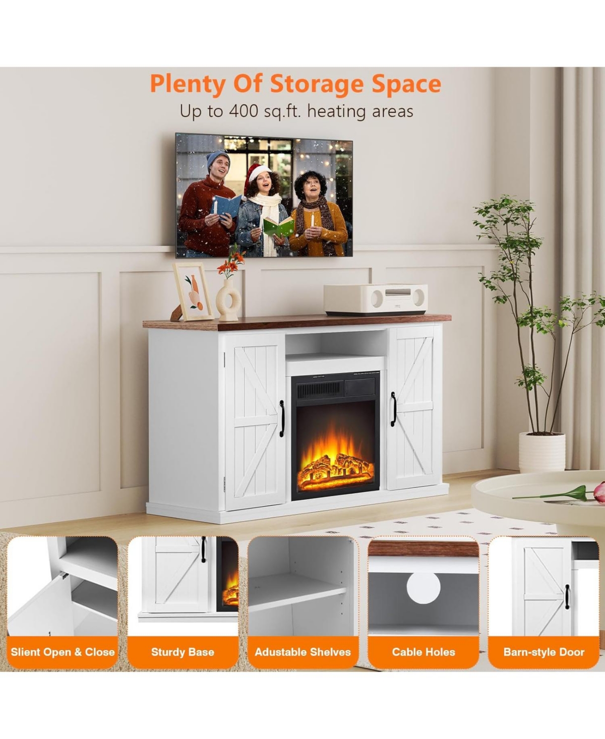 Cowsar 47" Electric Fireplace Mantel Freestanding, Triangular Corner Fireplace with Remote Control (Walnut)