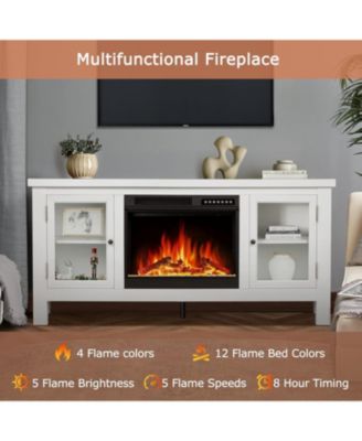 58"  Electric Fireplace with Mantel & Cabinets - 4 Flame Colors & 12 Effects, Remote Control, Overheat Protection for Living Room