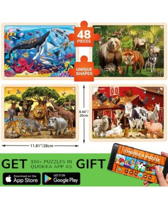 4 x 48 Wooden Toddler Realistic Montessori Puzzles Ages 3-5