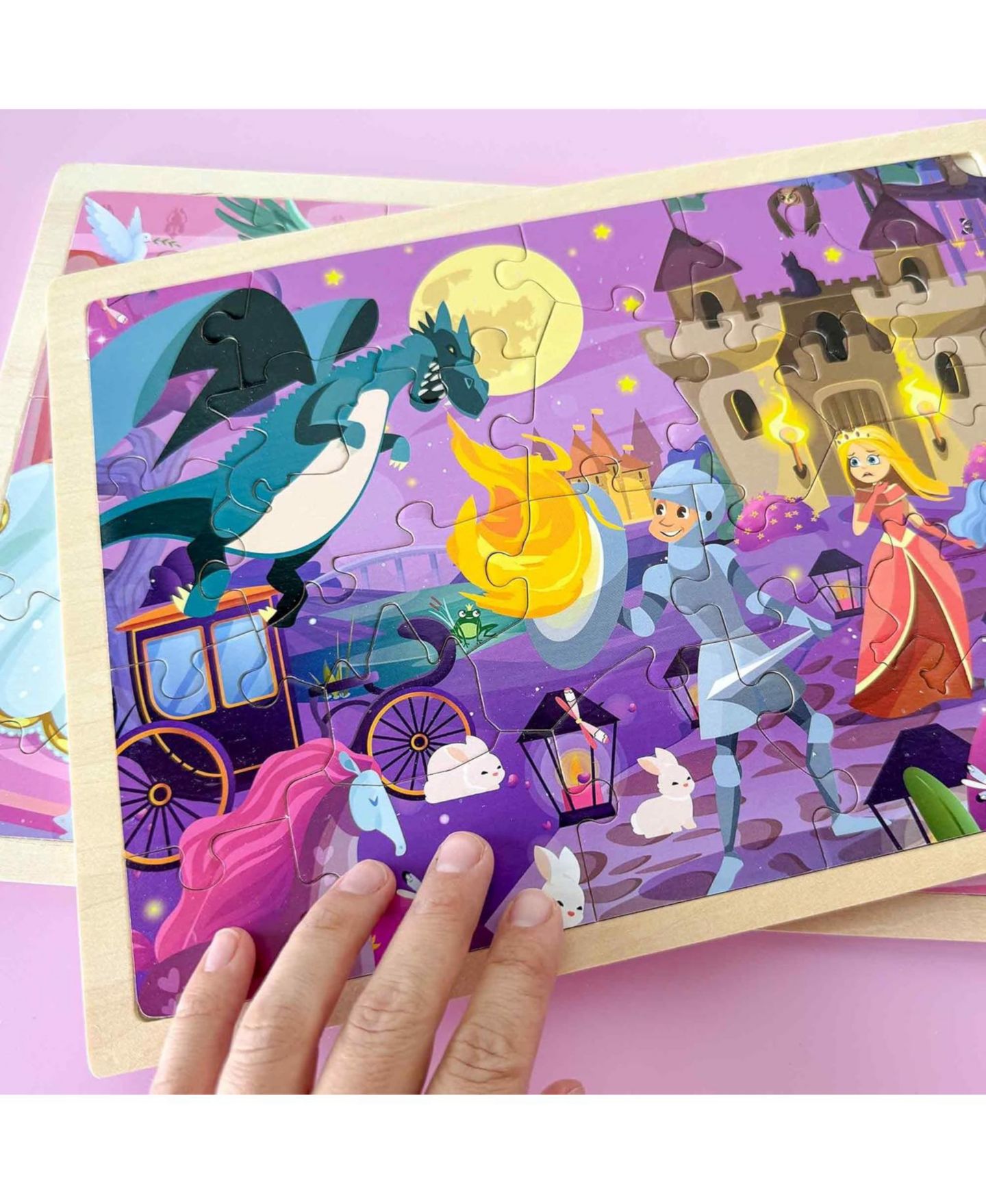 Детские игрушки Quokka Wooden Jigsaw 24-Piece 4-Puzzle Set, Ages 3+, цвет: Mermaids, Princesses — фото 3