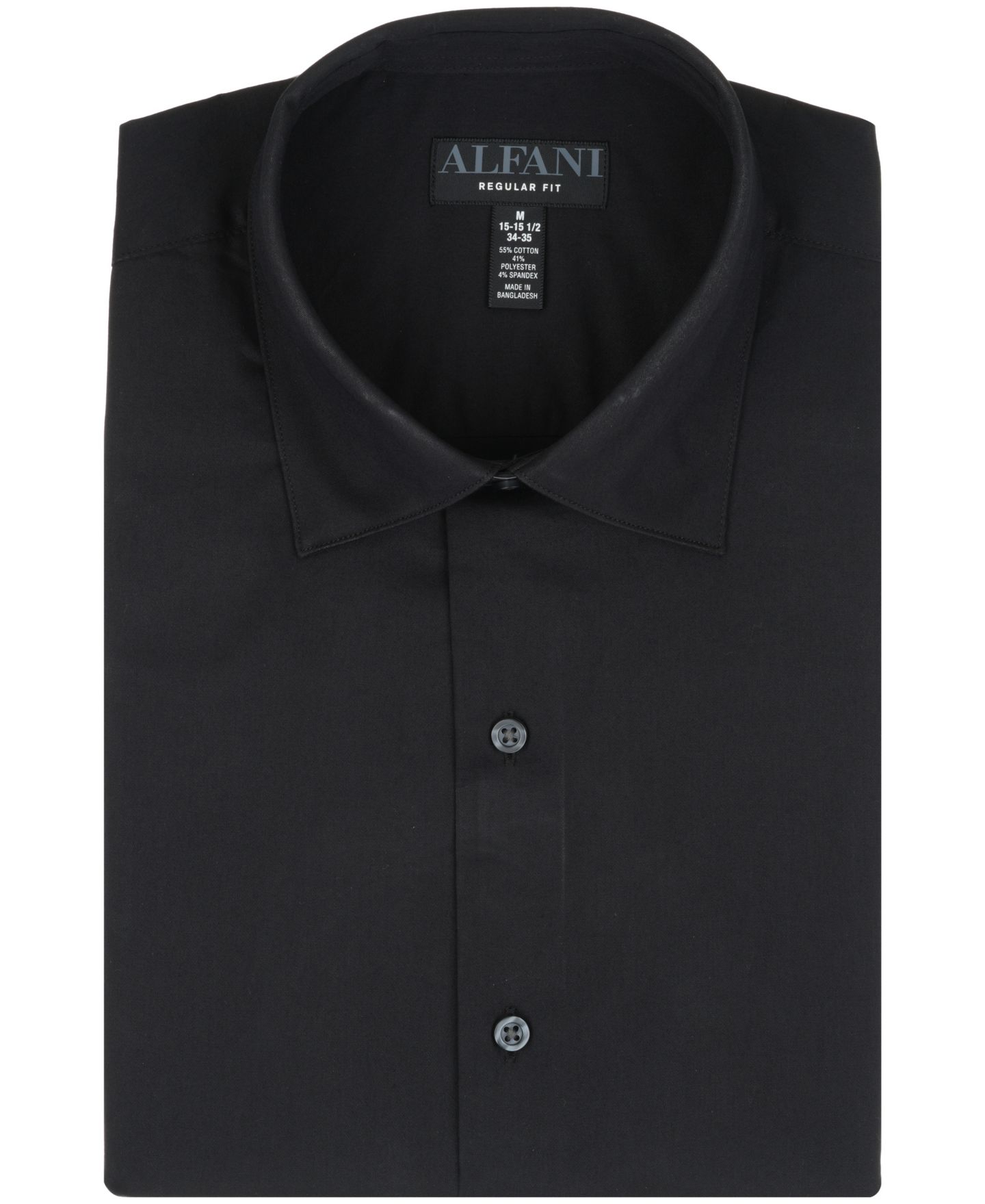 Мужская рубашка Alfani Solid Regular-Fit Dress Shirt, цвет: Чёрный — фото 6