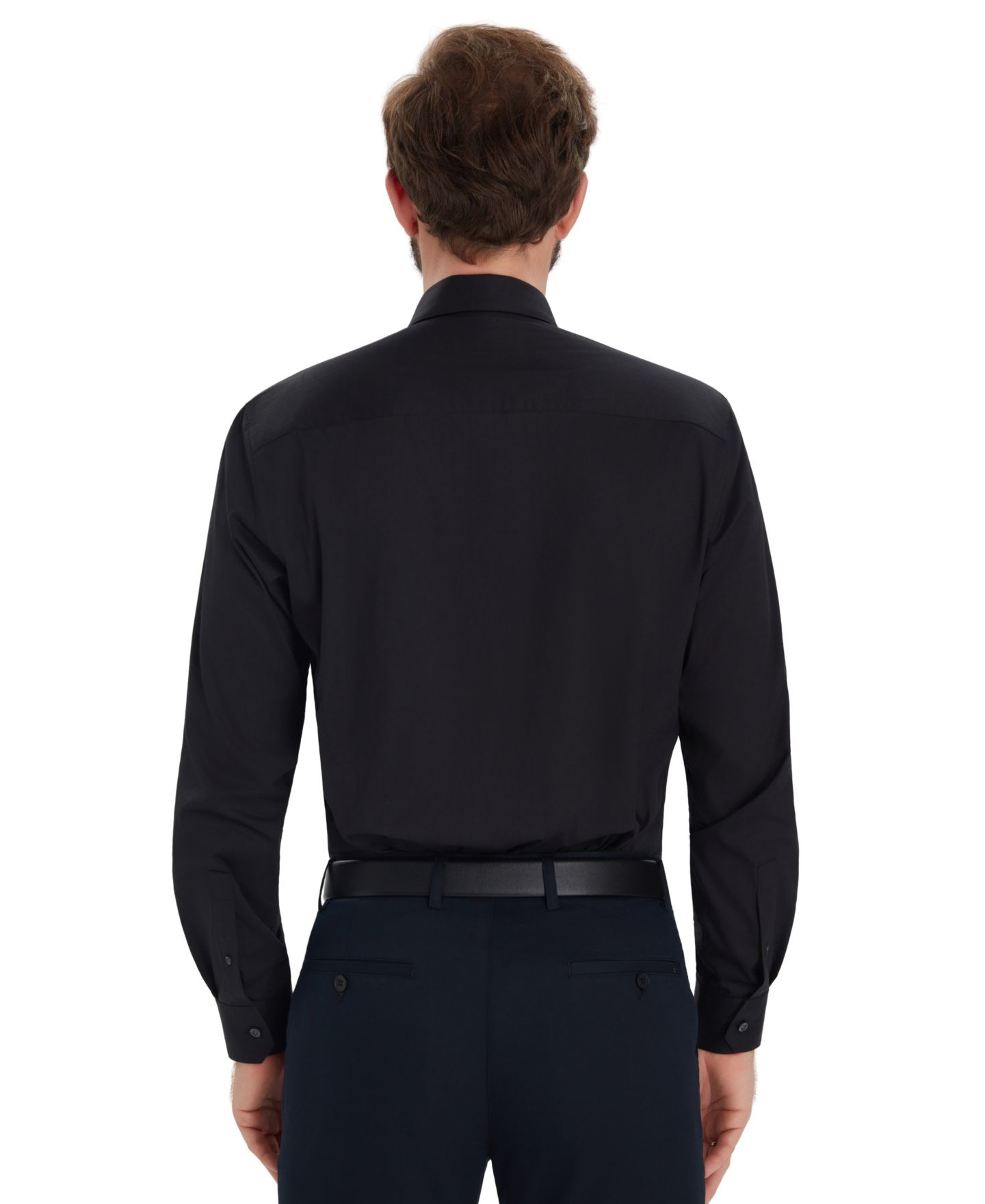 Мужская рубашка Alfani Solid Slim-Fit Dress Shirt, цвет: Чёрный — фото 6