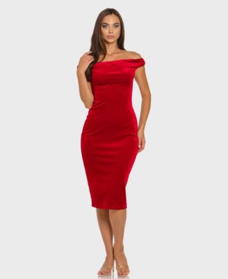 B Darlin - Women's Off-The-Shoulder Midi Dress