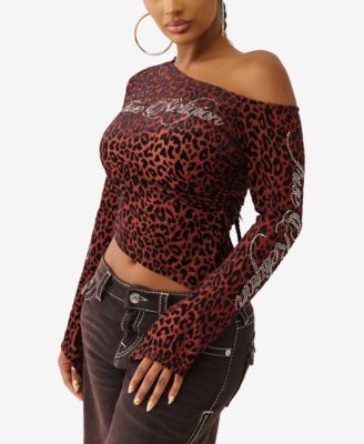 Women's Leopard One Shoulder Top