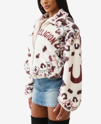 Women's Printed Faux Fur Bandana Jacket