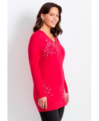 Women's Embellished V-Neck Tunic