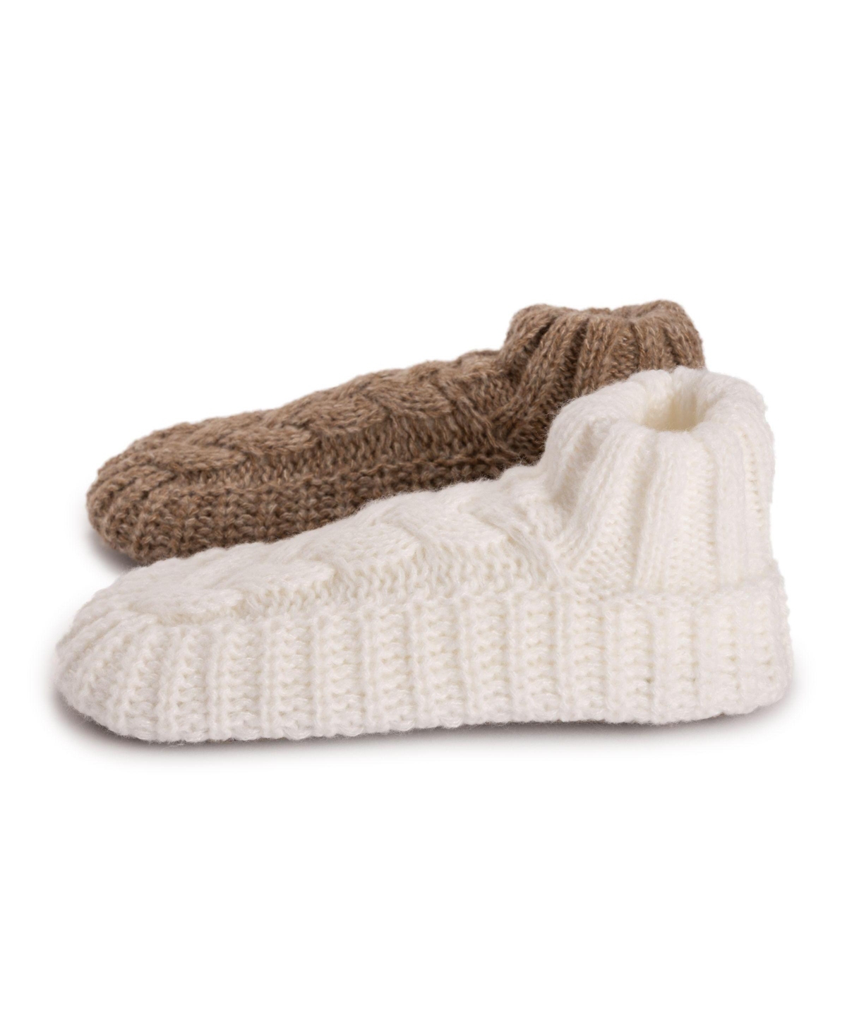 Muk Luks Women's Cuffed Sweater Knit Ballerina - 2 Pair Pack