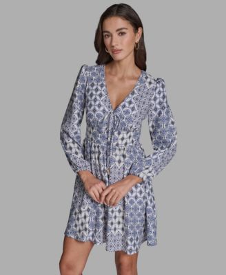 Women's Crepe Tie-Front Shift Dress