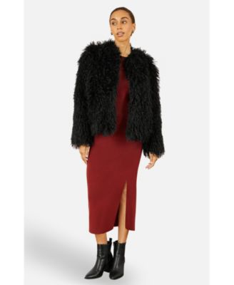 Women's Luxe Fluffy Faux Fur Coat