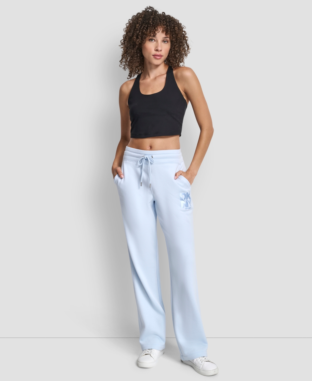 Dkny Women's Sport Stacked Transfer Logo Track Pants In Blue