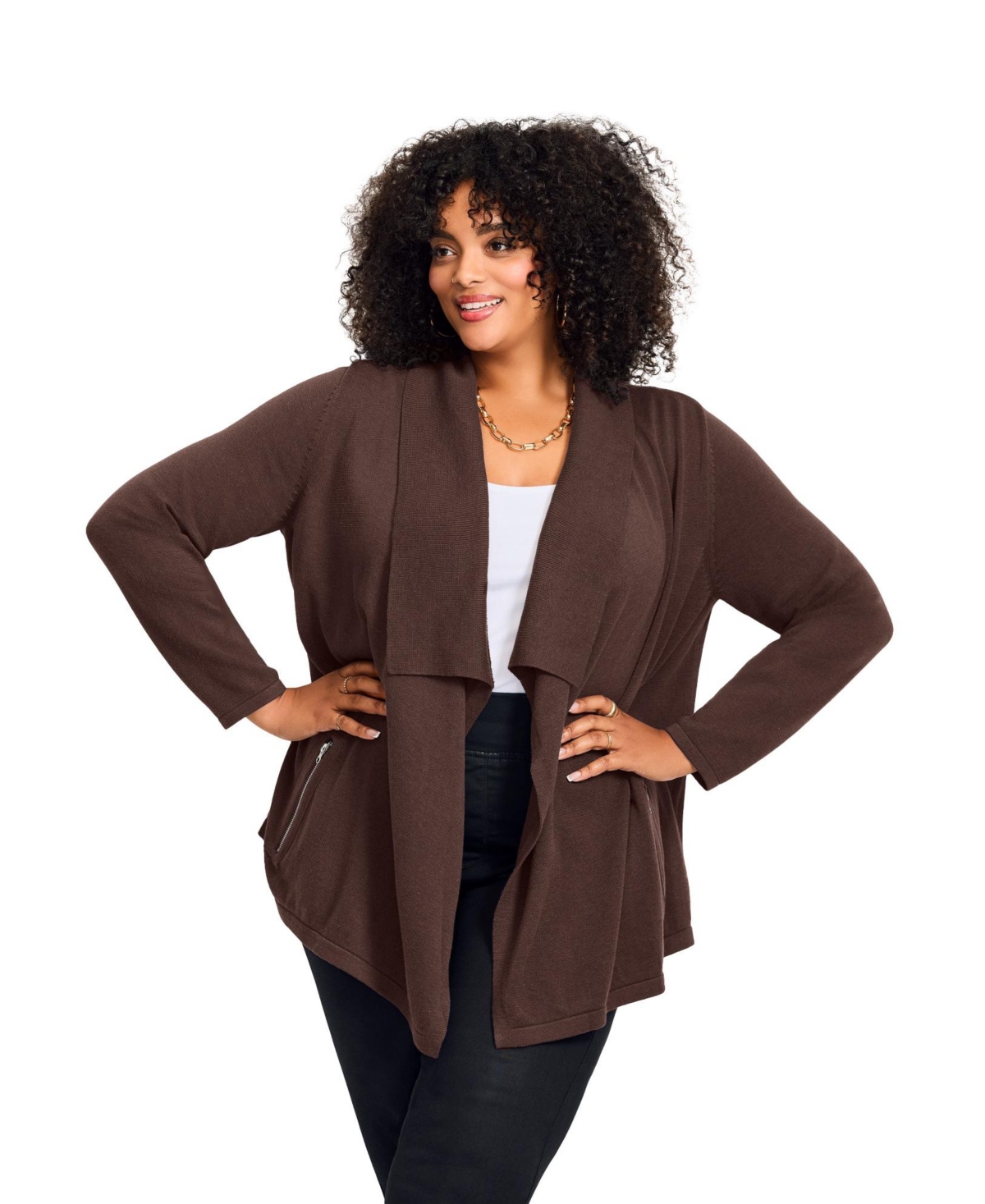 Avenue Women's Cascade Cardigan Zipper Pocket