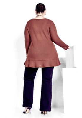 Women's Plus Size Waffle Ruffle Tunic