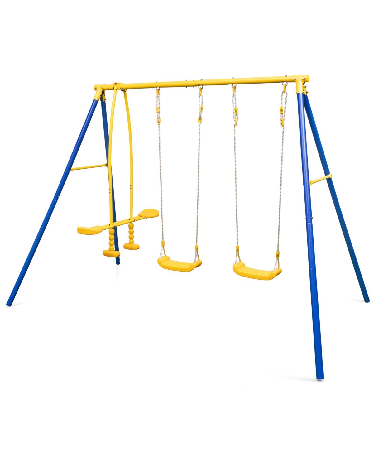 Skonyon Metal Swing Set for Backyard with 2 Swing Seats and 2 Glider Seats