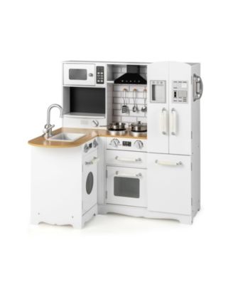 Wooden Kid's Corner Kitchen Playset with Stove for Toddlers