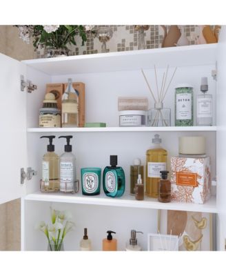 Toilet Storage Bathroom Space Saver with Doors Cabinet, Open Shelves