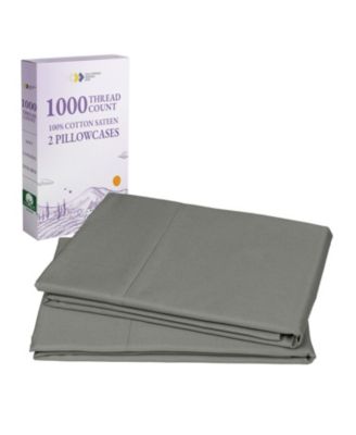 Luxury 1000 Thread Count Pillowcases, 100% Cotton Sateen Weave, Set Of 2 Classic Style Pillow Cases King Size Fits Size Pillows