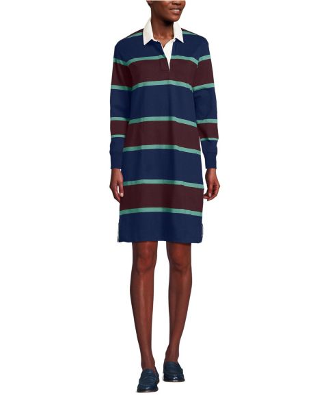 Женское платье Lands' End Rugby Dress, цвет: Морской тёмно-синий / Бордовый