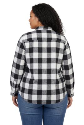 Women's Plus Size Pintucked Flannel Shirt