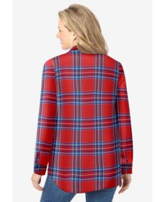 Women's Plus Size Pintucked Flannel Shirt