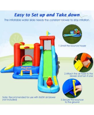 9-in-1 Inflatable Bounce House Water Park with Slide & Pool