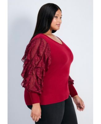 Women's Frill Sleeve Sweater