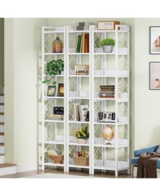 78.7" Extra Tall Narrow Bookshelf, 7-Tier Skinny Bookcase for Small Spaces, Freestanding Corner Storage Organizer for Home Office