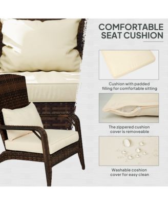 Patio Wicker Adirondack Chair with Soft Cushions,