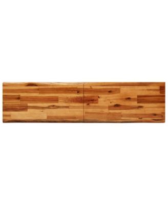 Bench Natural Wood and Black Solid Acacia Wood, Powder-Coated Steel